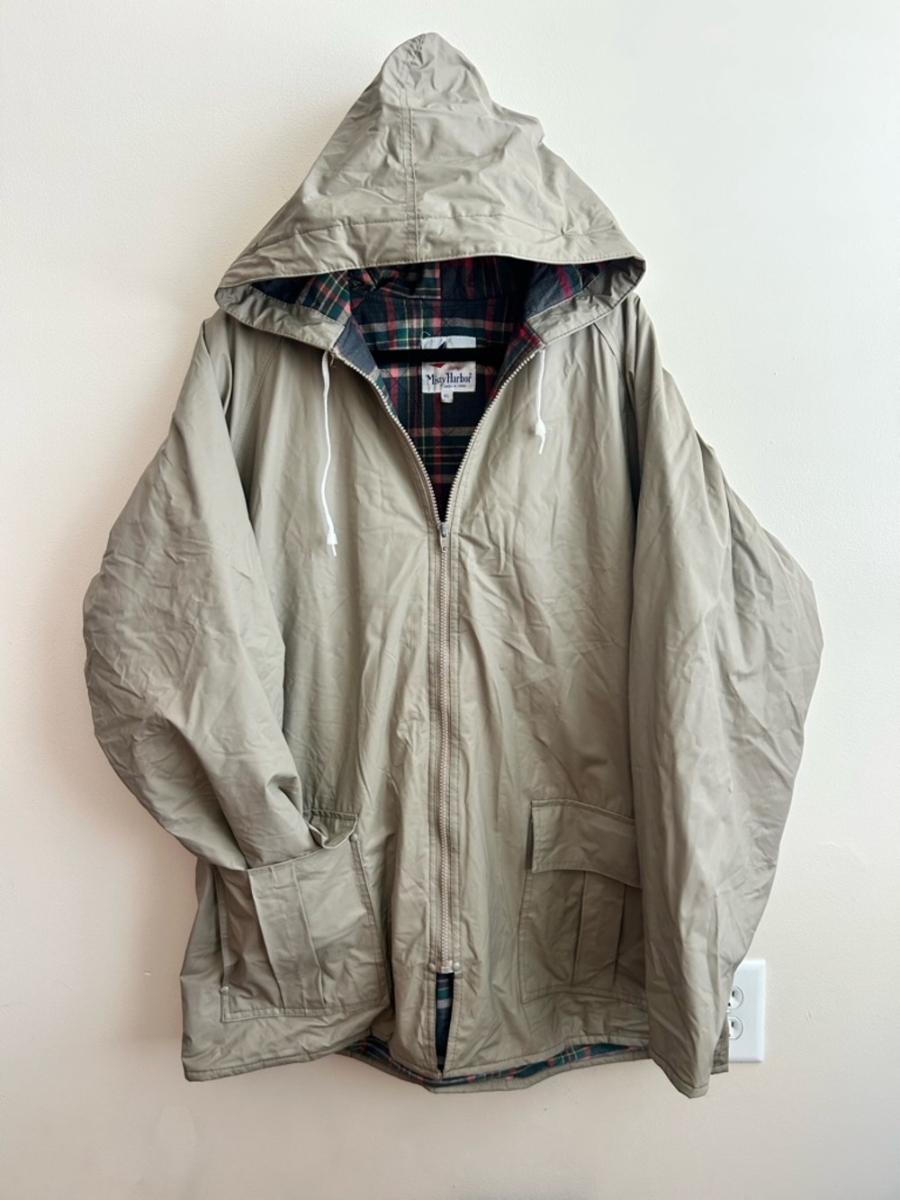 Misty Harbor Vintage Mens PVC Rain Jacket Flannel Lined XL